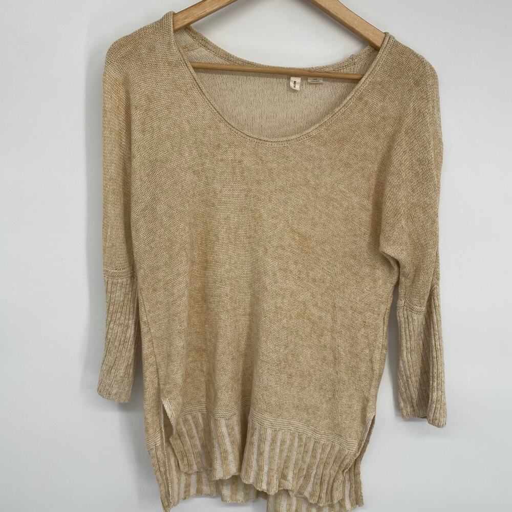 Anthropologie Moth Sweater Scoop Neck Minimalist Neutral Oversized Bohemian XXS‎